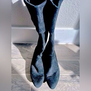 Topshop Luxe Suede Leather Black Flat Boots Women’s 10.5